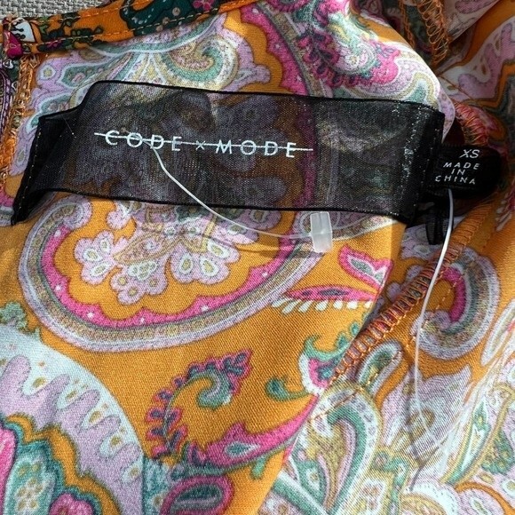 code x mode orange dress women paisley print long sleeve dress size XS romantic - Picture 2 of 16